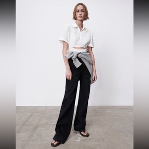 Zara Wide Leg Full Length Jeans Black